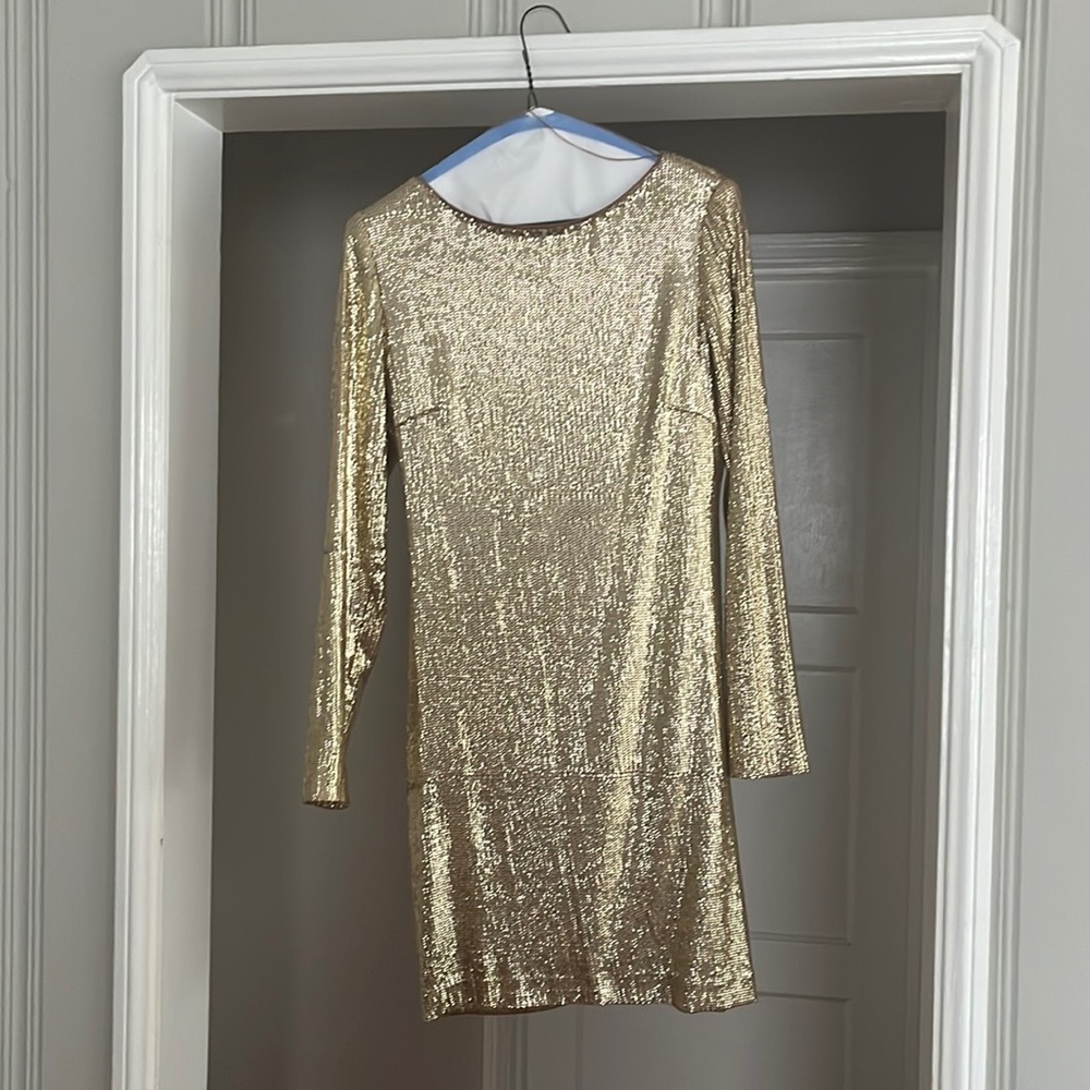 Aqua Dress: Sequined Gold Mini Dress